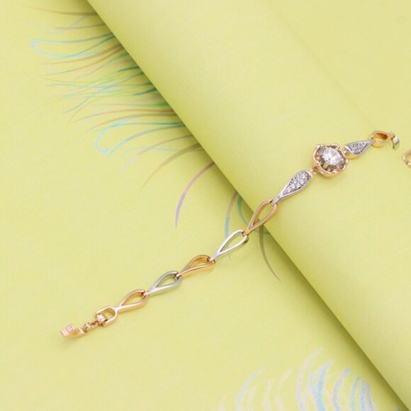 "Rose Gold and Silver Elegant Bracelet with Sparkling Center Stone, XPBL0783 - Picture 2 of 13